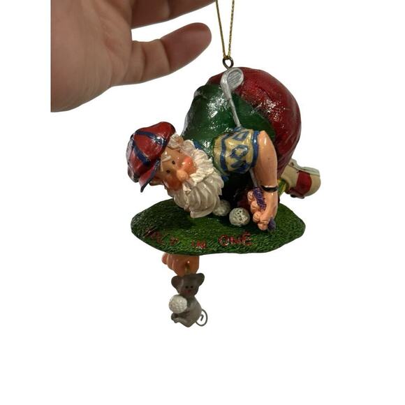 Kurt Adler Sports Santa Golf Christmas Ornament Hold In One Mouse Santa's World - Picture 2 of 6